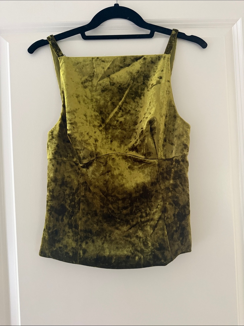 Zara Olive Velvet Square-Neck Camisole